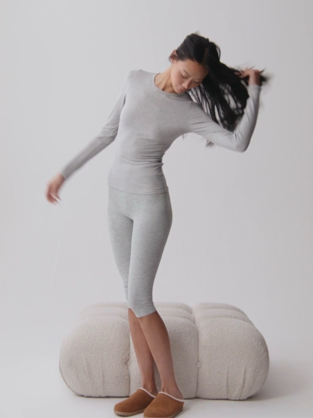 Alo Yoga Washed Alosoft High-Waist Iconic 90's Capri S Grey